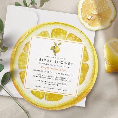 Cute Lemon Slice | Fun Unique Yellow Bridal Shower Invitations