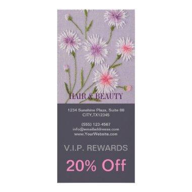 cute lilac purple embroidery floral white daisy rack