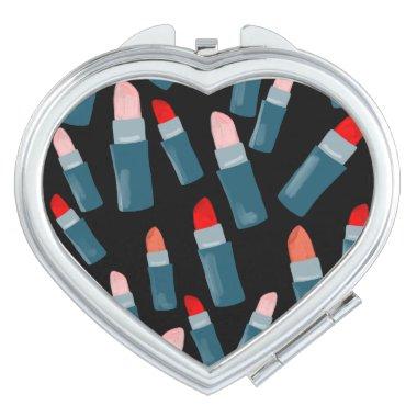 Cute Lipstick Pattern BLue Pink Bridesmaid Favor Compact Mirror