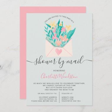 Cute long distance floral font baby shower by mail Invitations