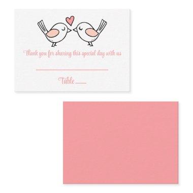 Cute Love Bird Pink White Lovebirds Wedding Escort Place Invitations