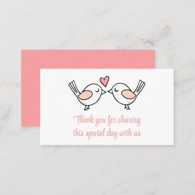 Cute Love Birds Pink Thank You Lovebirds Wedding Place Invitations