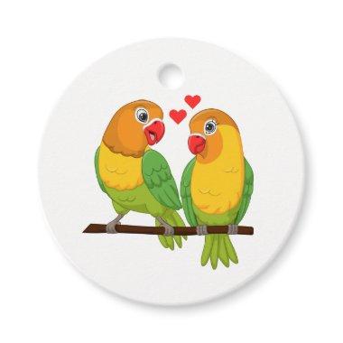 Cute Lovebirds Green Yellow Love Birds Wedding Favor Tags
