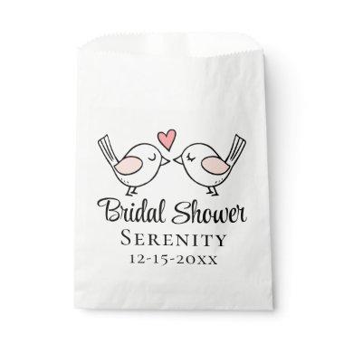 Cute Lovebirds Pink Black Love Birds Bridal Shower Favor Bag