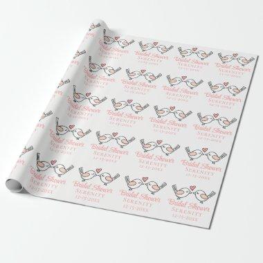 Cute Lovebirds Pink Love Birds Bridal Shower Favor Wrapping Paper