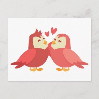 Cute Lovebirds Red Burgundy Wedding Love Bridal PostInvitations