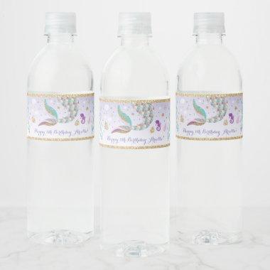 Cute Mermaid Birthday Under the Sea Party Favors Water Bottle Label
