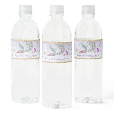 Cute Mermaid Birthday Under the Sea Party Favors Water Bottle Label