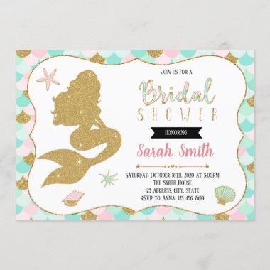 Cute mermaid bridal shower party Invitations