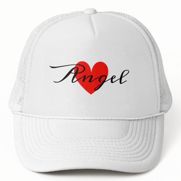 Cute Minimal Modern White Red Heart Add Your Name Trucker Hat