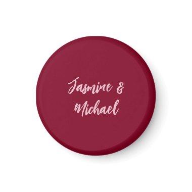 Cute Minimalist Burgundy Red Calligraphy Own Name Magnet