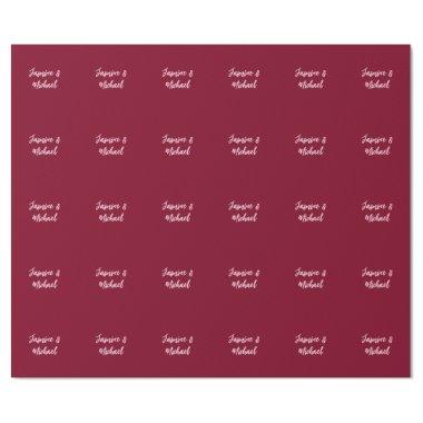 Cute Minimalist Burgundy Red Calligraphy Own Name Wrapping Paper