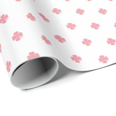 Cute Modern Simple Pink Lucky Clovers Wrapping Paper