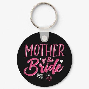 Cute Mother of The Bride Pink Calligraphy Script Keychain