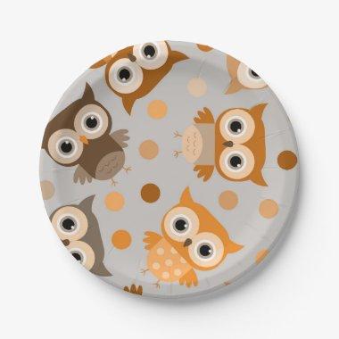 Cute multicolor colorful owl pattern paper plates