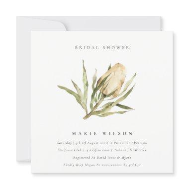 Cute Native Banksia Watercolor Flora Bridal Shower Invitations