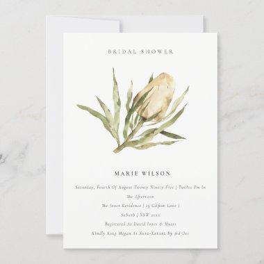 Cute Native Banksia Watercolor Flora Bridal Shower Invitations