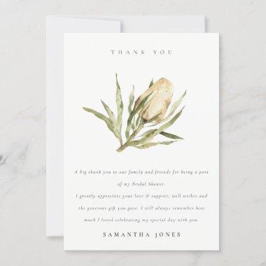 Cute Native Banksia Watercolor Flora Bridal Shower Thank You Invitations