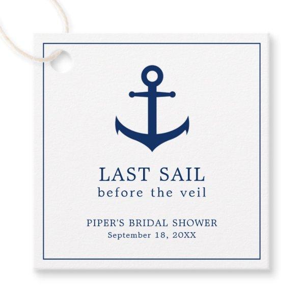 Cute Navy Blue Anchor Nautical Bridal Shower Favor Tags