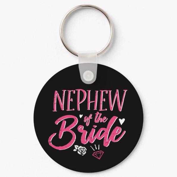 Cute Nephew of The Bride Pink Calligraphy Script Keychain