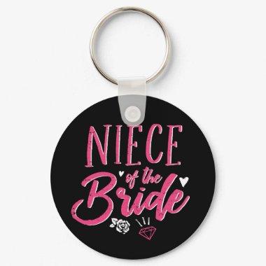 Cute Niece of The Bride Pink Calligraphy Script Keychain