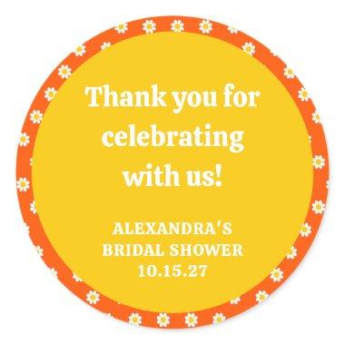 Cute Orange Daisy  Custom Thank You Classic Round Sticker