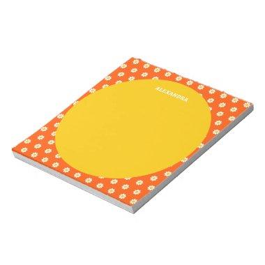 Cute Orange Daisy  Personalized Name Notepad