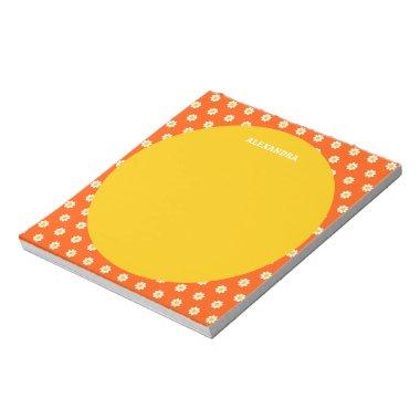 Cute Orange Daisy Bridal Shower Personalized Name Notepad