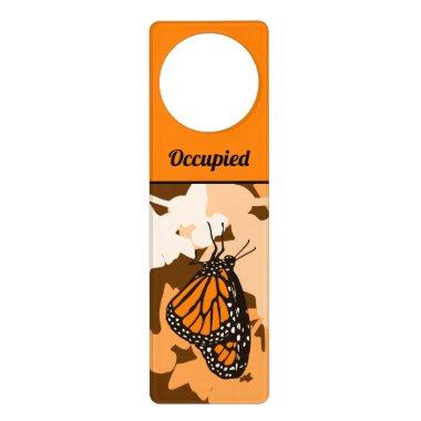 Cute Orange Monarch Butterfly Occupied Door Hanger