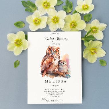 Cute Owl Baby Shower Invitations