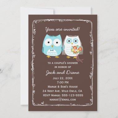 Cute Owls Wedding Shower for Bride and Groom Invitations