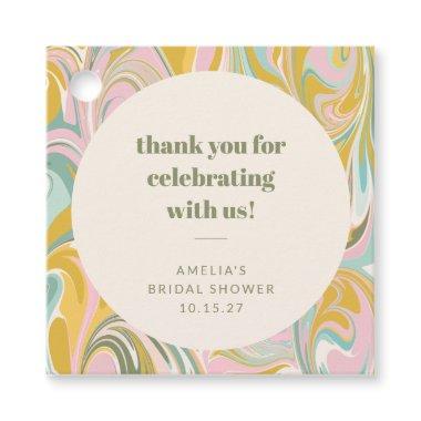 Cute Pastel Abstract Custom Bridal Shower Thanks Favor Tags