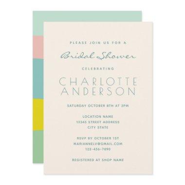 Cute Pastel Geometric Spring Mint Bridal Shower Invitations