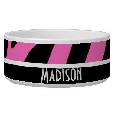 Cute Pink & Black Zebra Stripes Bowl