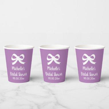 Cute pink bow knot custom bridal shower party paper cups