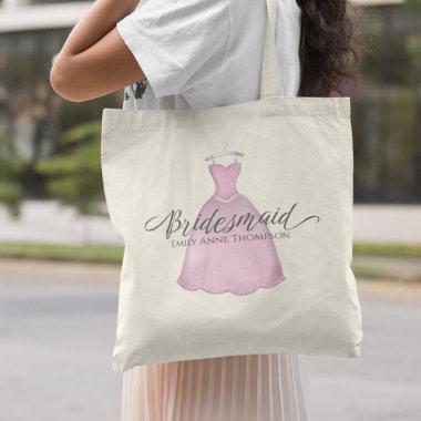 Cute Pink Bridesmaid Whimsical Calligraphy Script Tote Bag