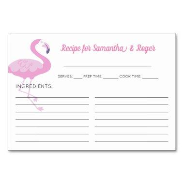 Cute Pink Flamingo Bridal Shower Recipe Invitations