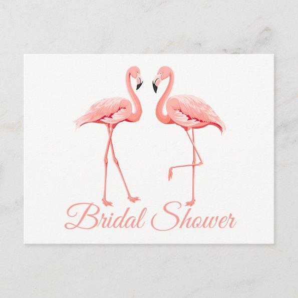 Cute Pink Flamingo Tropical Bridal Shower Invitation PostInvitations