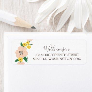 Cute Pink Floral Bridal Shower Return Address Label