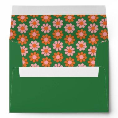 Cute Pink Green Retro Preppy Flowers  Envelope