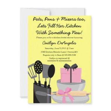 Cute Pink Kitchen Gadget Bridal Shower Invitations