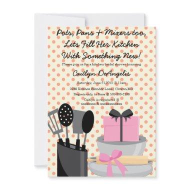 Cute Pink Kitchen Gadget Bridal Shower Invitations