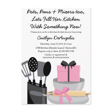 Cute Pink Kitchen Gadget Bridal Shower Invitations