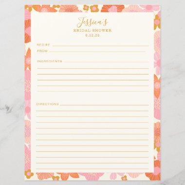 Cute Pink Orange Flowers Bridal Shower Recipe Page