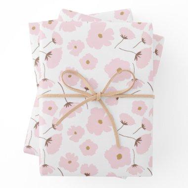 Cute Pink Pastel Daisy Floral Wrapping Paper Sheets