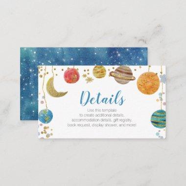 Cute Planets Outer Space Baby Shower Gold Glitter Enclosure Invitations