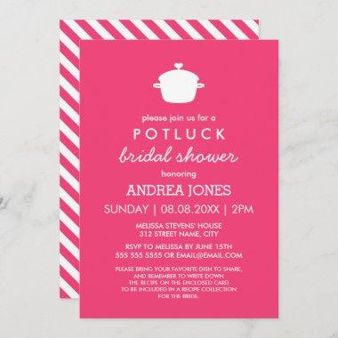 Cute Potluck Bridal Shower | Hot Pink White Invitations