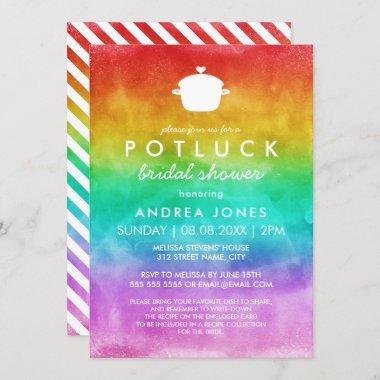 Cute Potluck Lesbian Bridal Shower | Rainbow Ombre Invitations