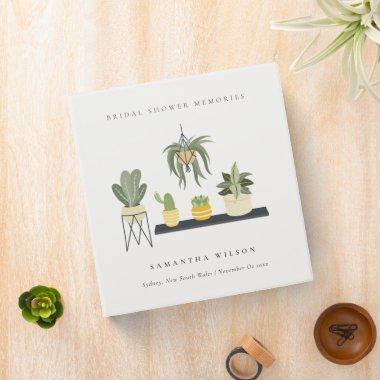 Cute Potted Leafy Succulent Plants Bridal Shower 3 Ring Binder
