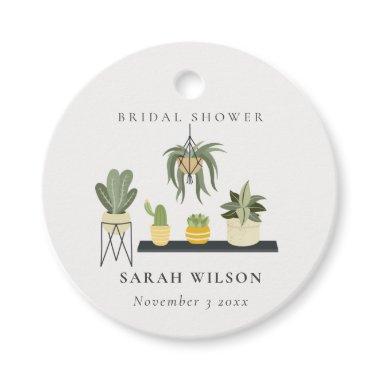 Cute Potted Leafy Succulent Plants Bridal Shower Favor Tags